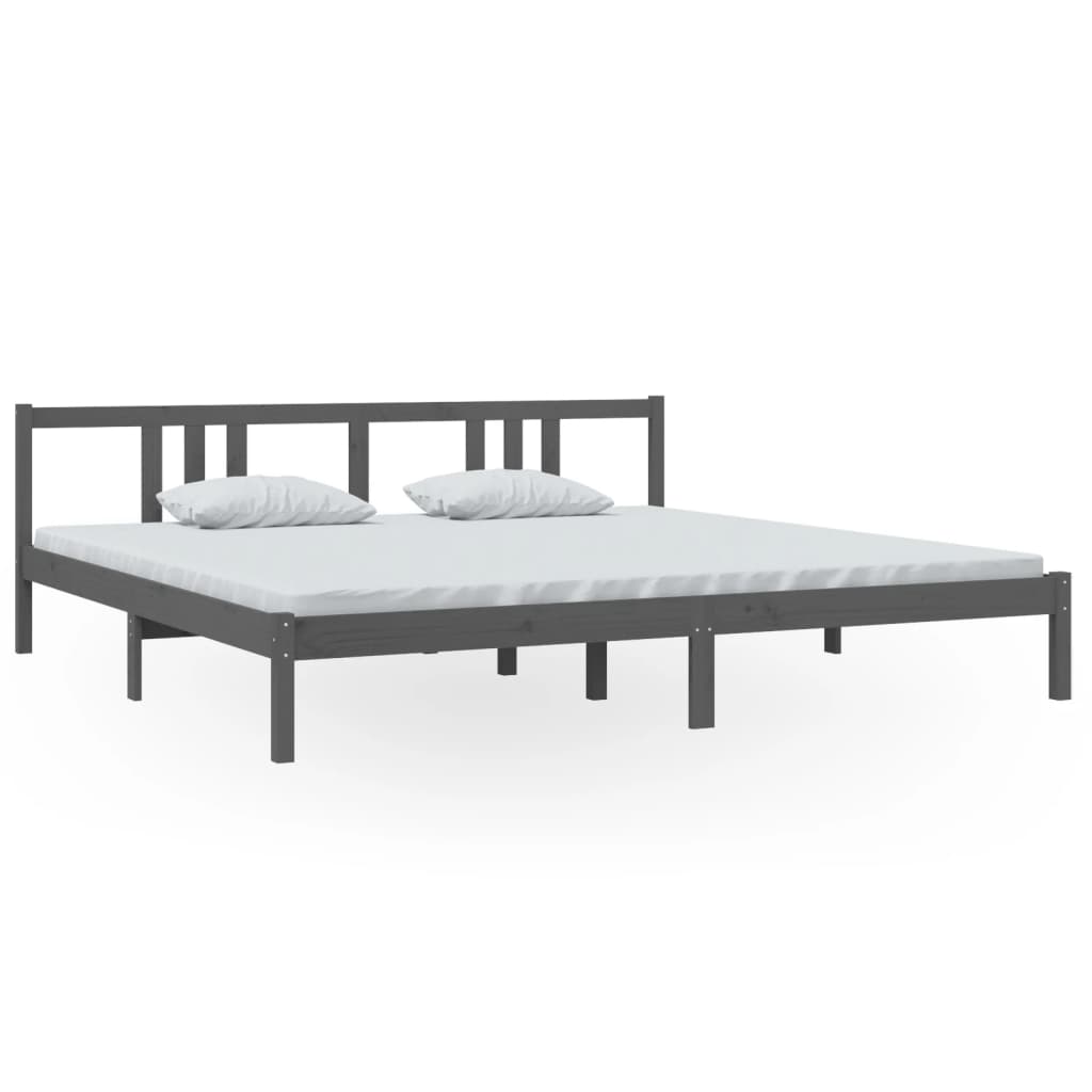 Cadre de lit sans matelas bois massif gris 200x200 cm - XIOS