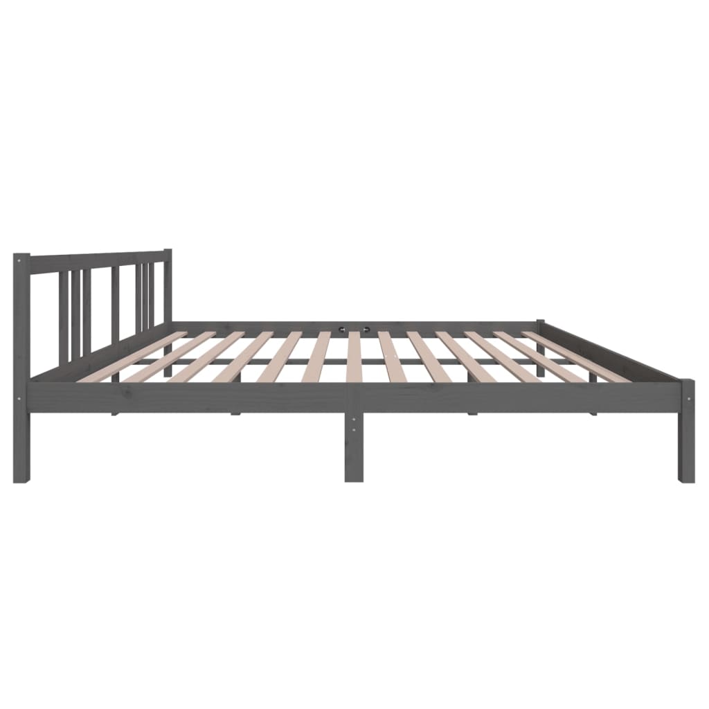 Cadre de lit sans matelas bois massif gris 200x200 cm - XIOS