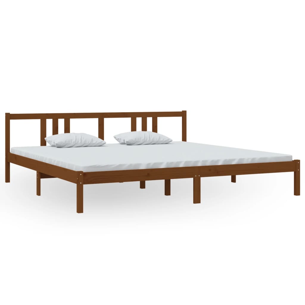 Cadre de lit sans matelas marron miel bois massif 200x200 cm - XIOS