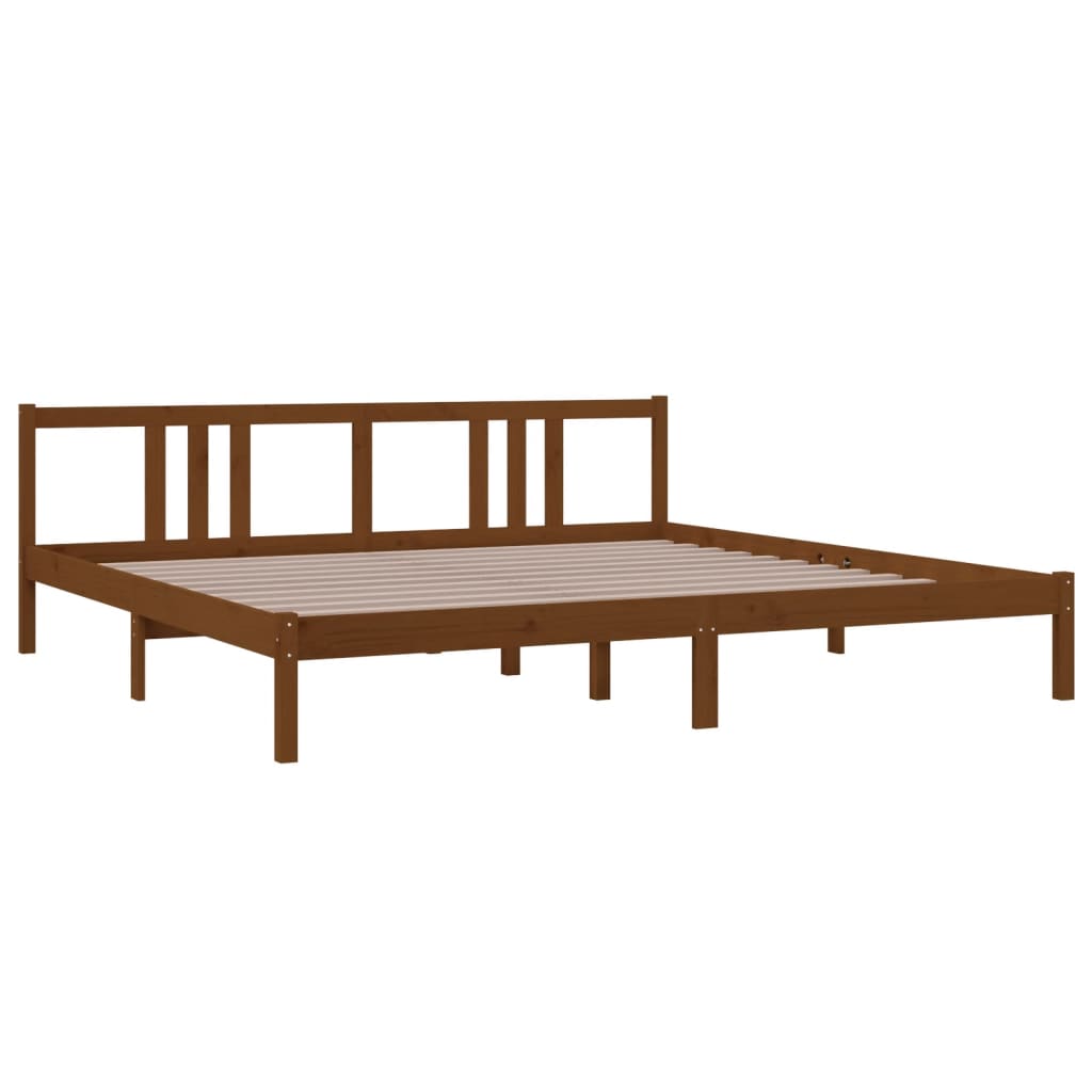 Cadre de lit sans matelas marron miel bois massif 200x200 cm - XIOS