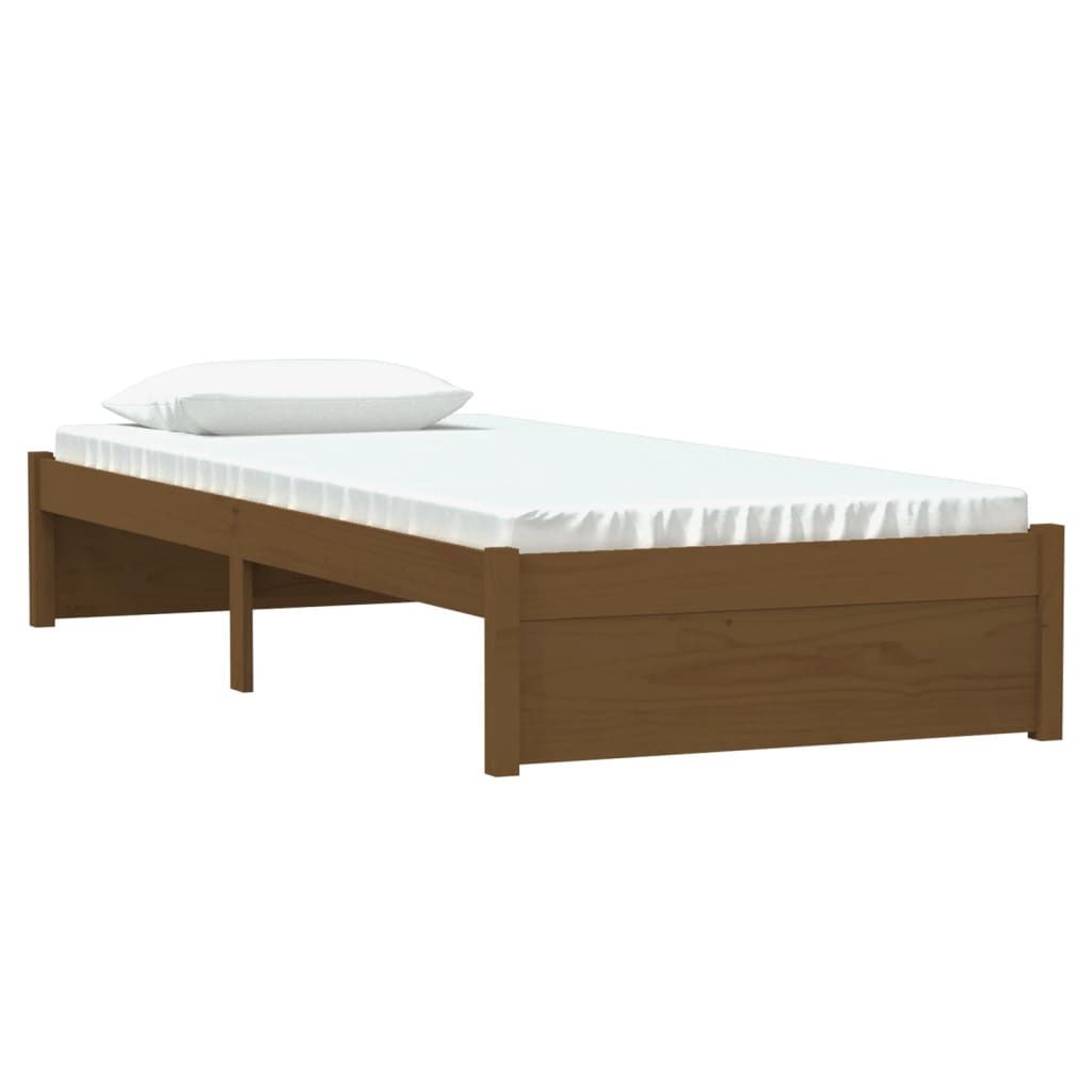 Cadre de lit sans matelas marron miel bois massif 75x190 cm - XIOS