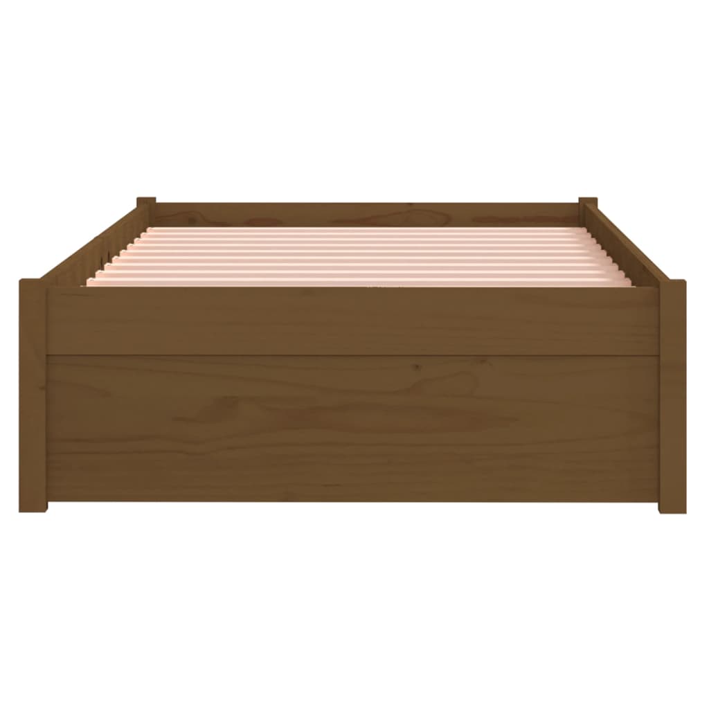 Cadre de lit sans matelas marron miel bois massif 75x190 cm - XIOS