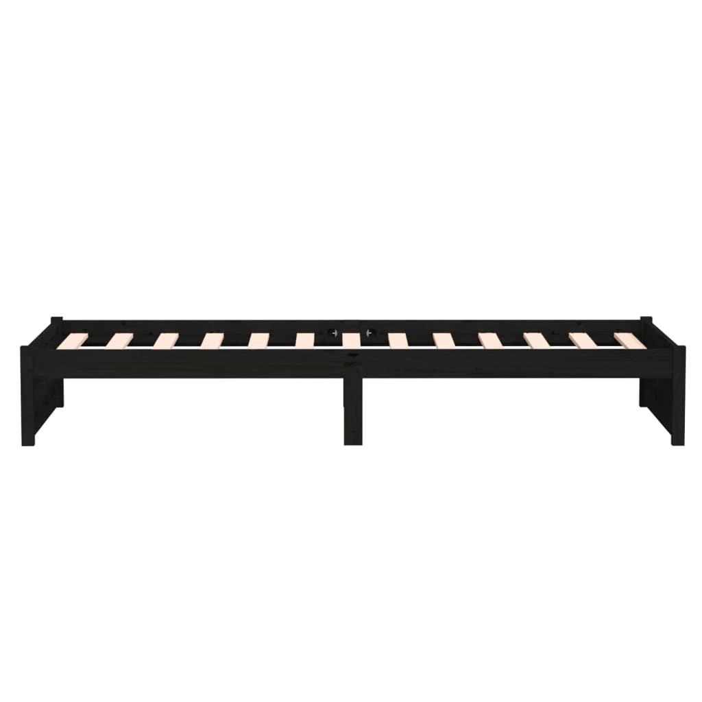 Cadre de lit sans matelas noir bois massif 75x190 cm - XIOS
