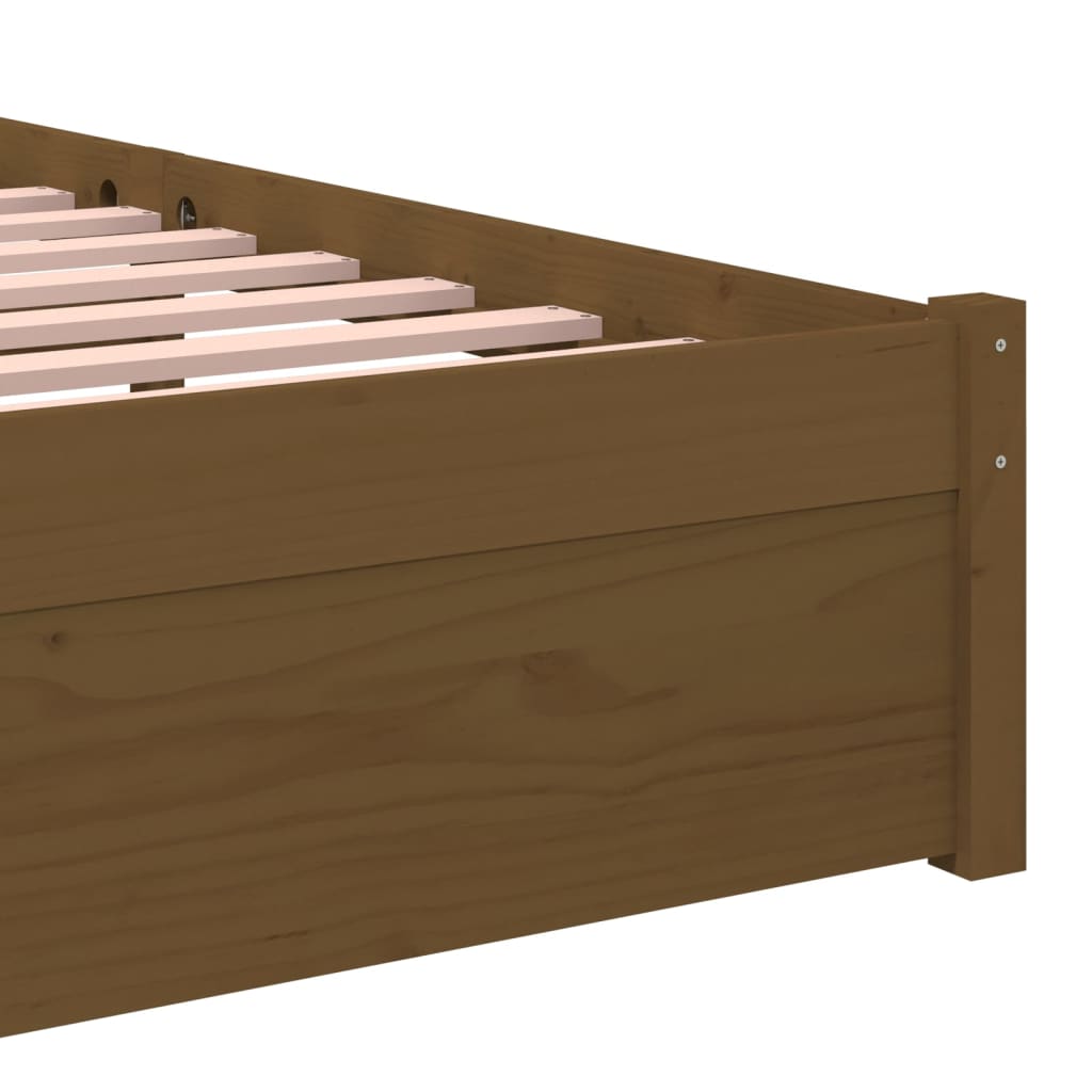 Cadre de lit sans matelas marron miel bois massif 90x190 cm - XIOS