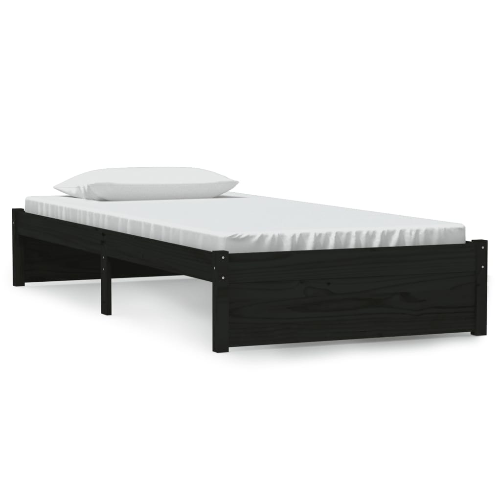 Cadre de lit sans matelas noir bois massif 90x190 cm - XIOS