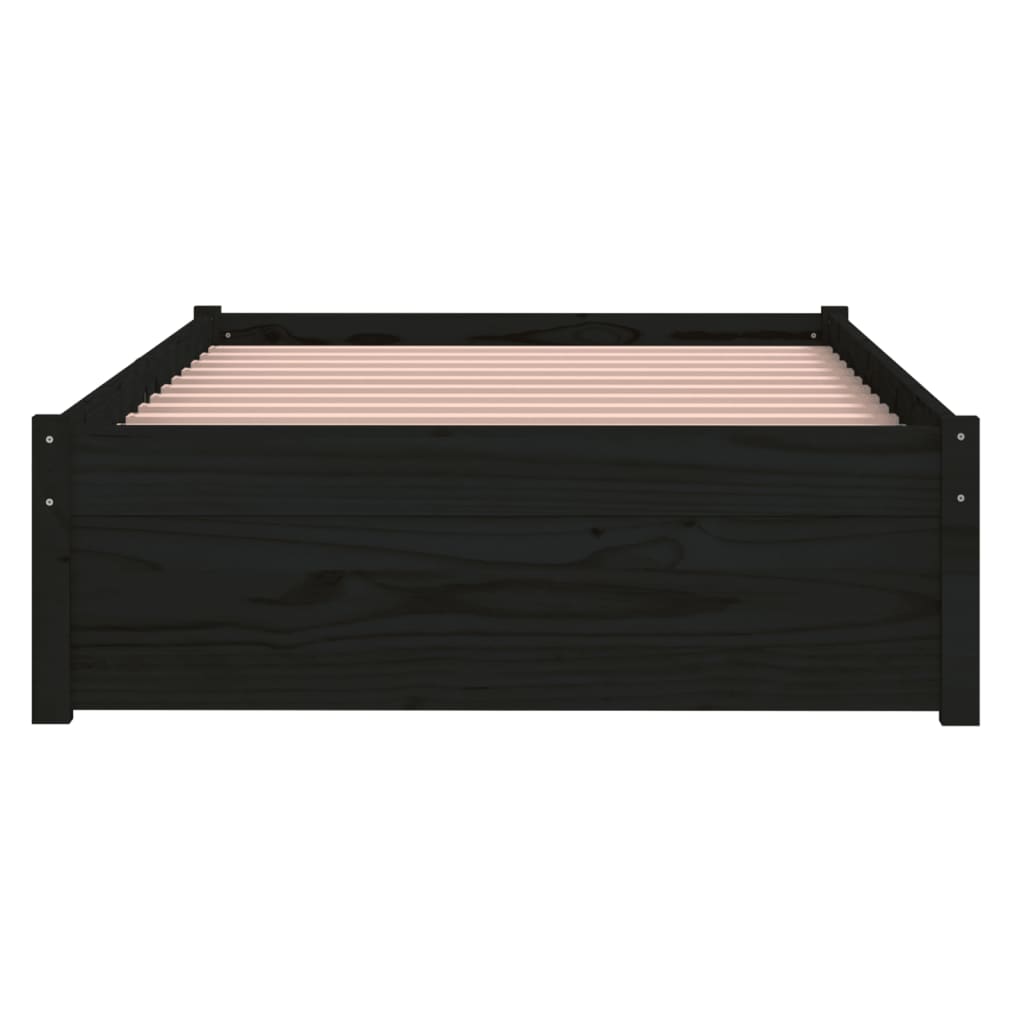 Cadre de lit sans matelas noir bois massif 90x190 cm - XIOS