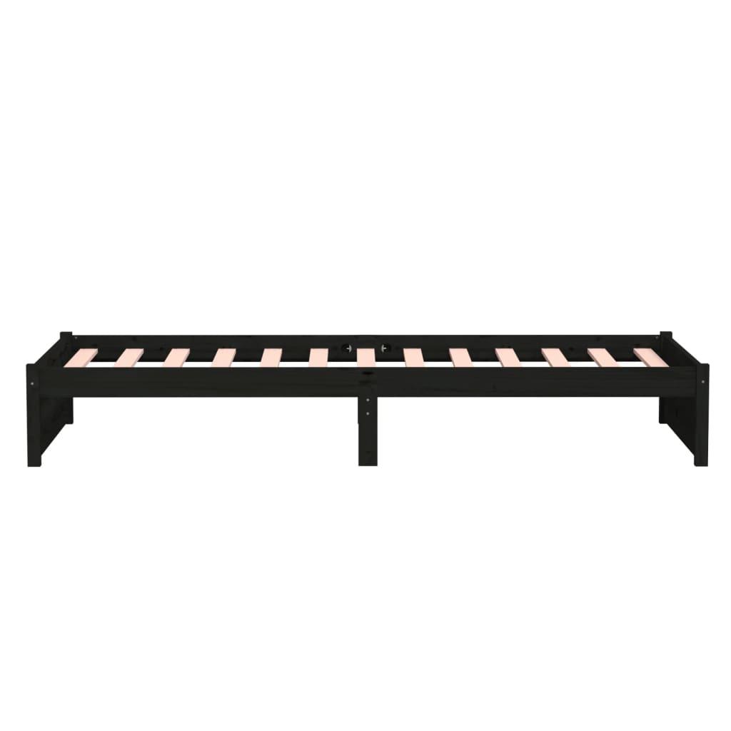 Cadre de lit sans matelas noir bois massif 90x190 cm - XIOS