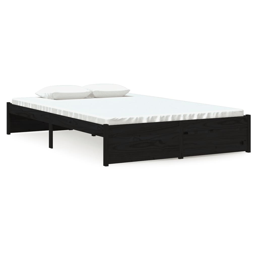 Cadre de lit sans matelas noir bois massif 120x190 cm - XIOS