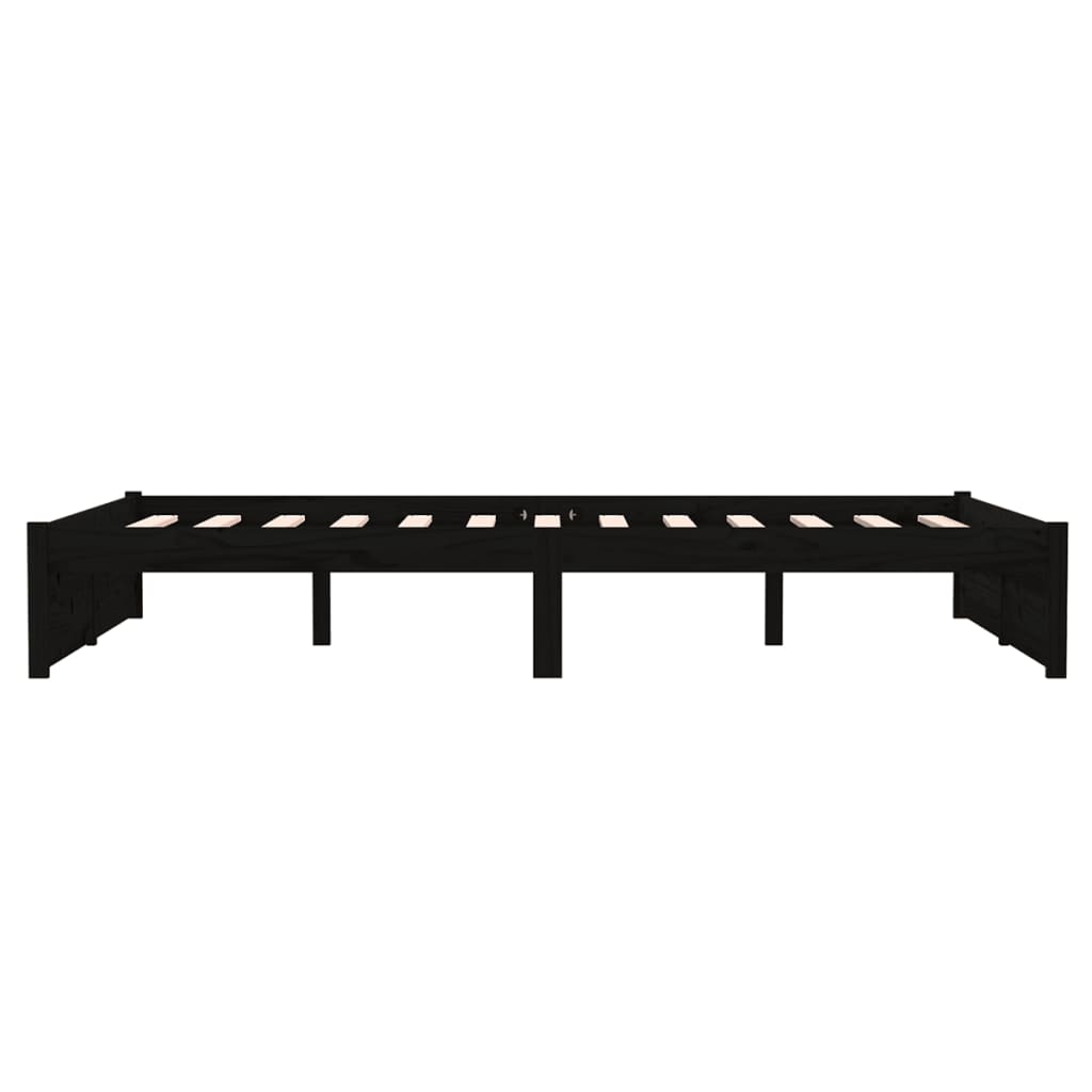 Cadre de lit sans matelas noir bois massif 120x190 cm - XIOS