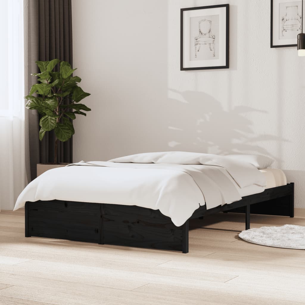 Cadre de lit sans matelas noir bois massif 120x190 cm - XIOS
