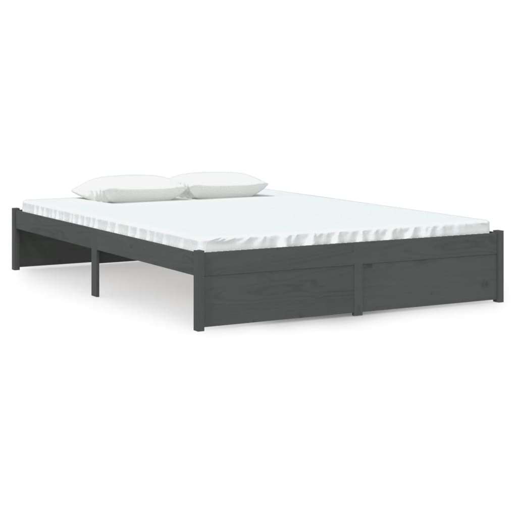 Cadre de lit sans matelas gris bois massif 140x190 cm - XIOS