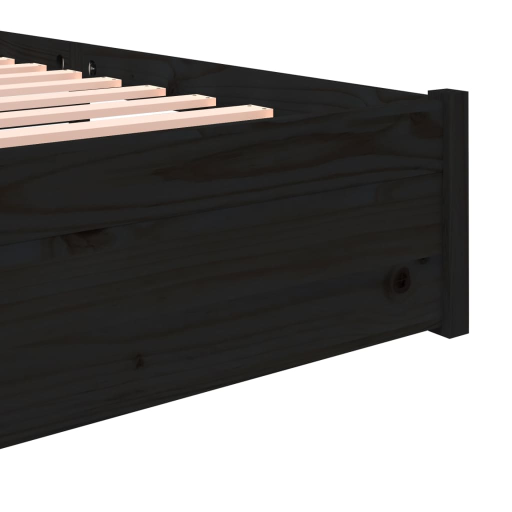 Cadre de lit sans matelas noir bois massif 140x190 cm - XIOS