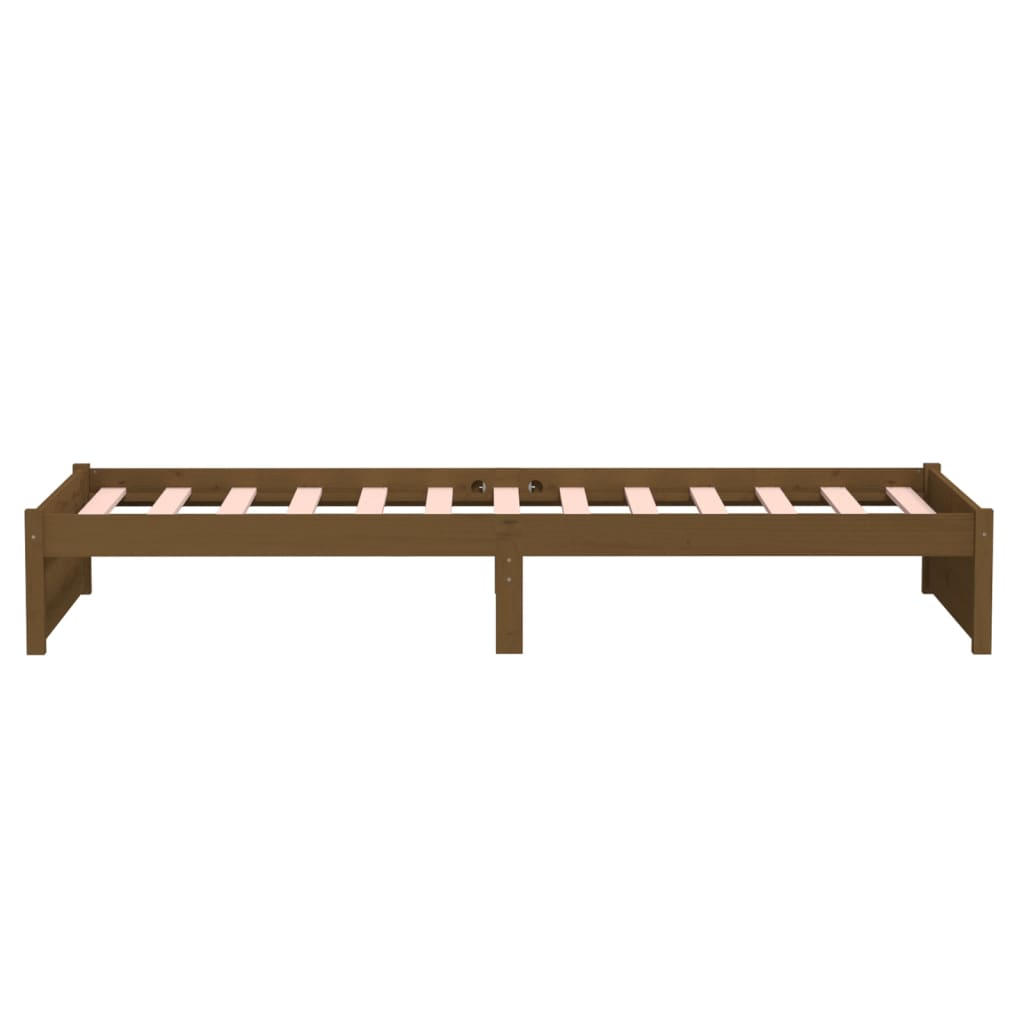 Cadre de lit sans matelas marron miel bois massif 90x200 cm - XIOS