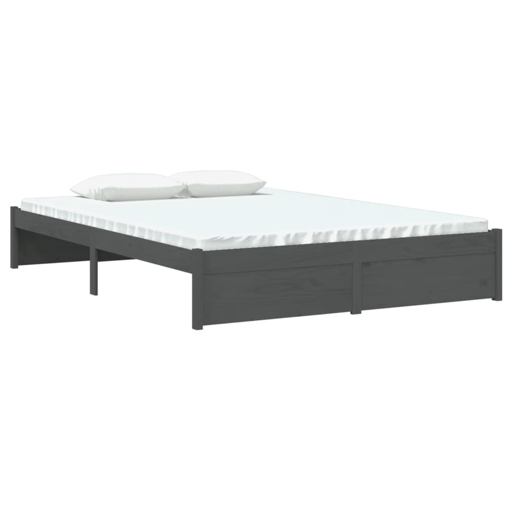 Cadre de lit sans matelas gris bois massif 140x200 cm - XIOS