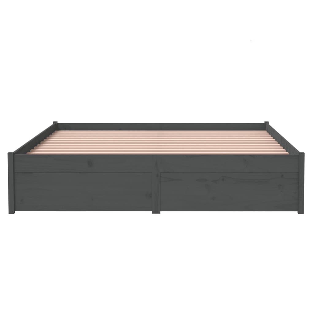 Cadre de lit sans matelas gris bois massif 140x200 cm - XIOS