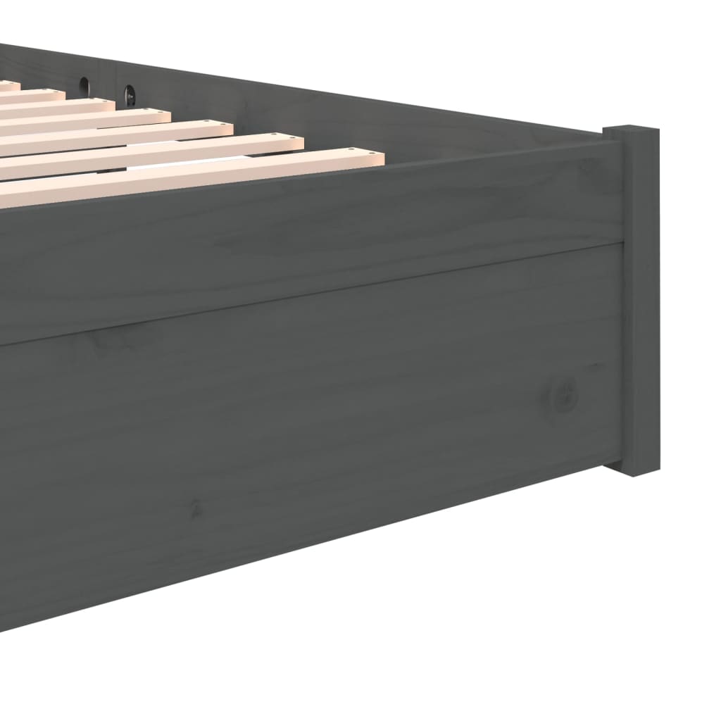 Cadre de lit sans matelas gris bois massif 140x200 cm - XIOS