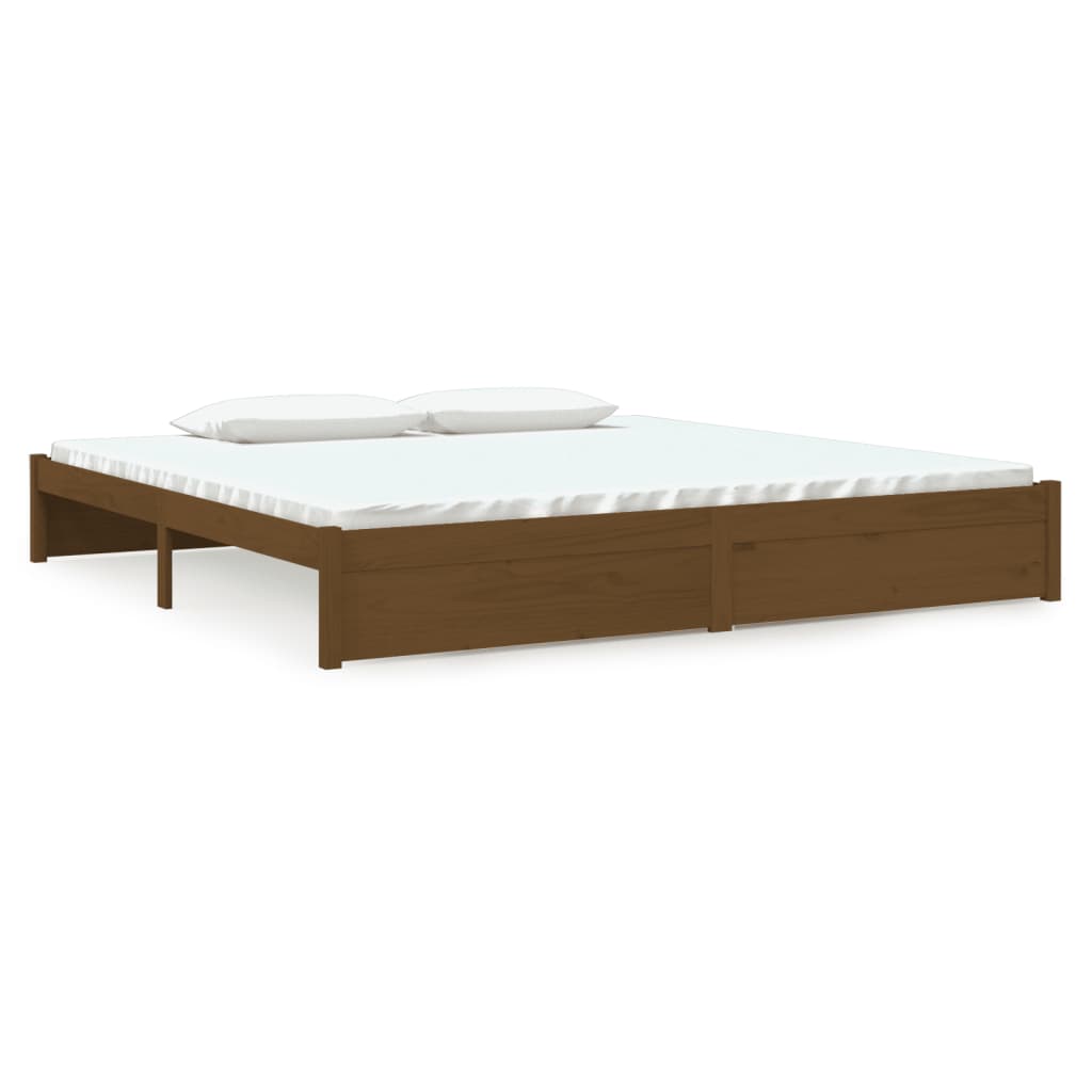 Cadre de lit sans matelas marron miel bois massif 200x200 cm - XIOS