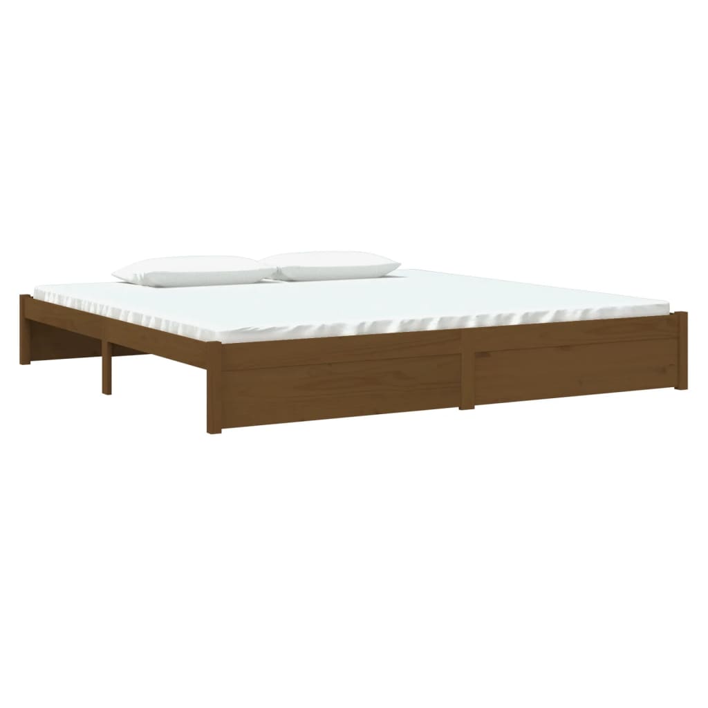 Cadre de lit sans matelas marron miel bois massif 200x200 cm - XIOS