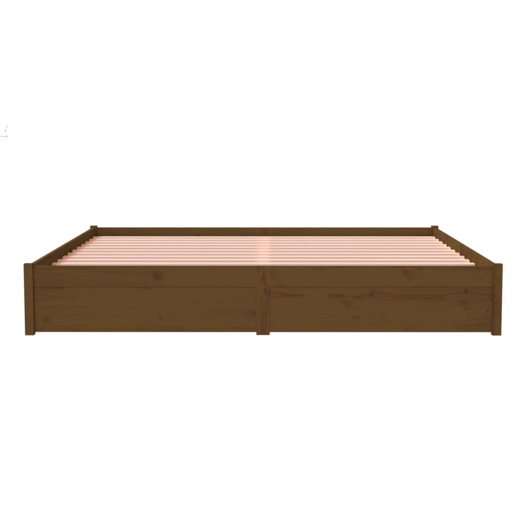 Cadre de lit sans matelas marron miel bois massif 200x200 cm - XIOS