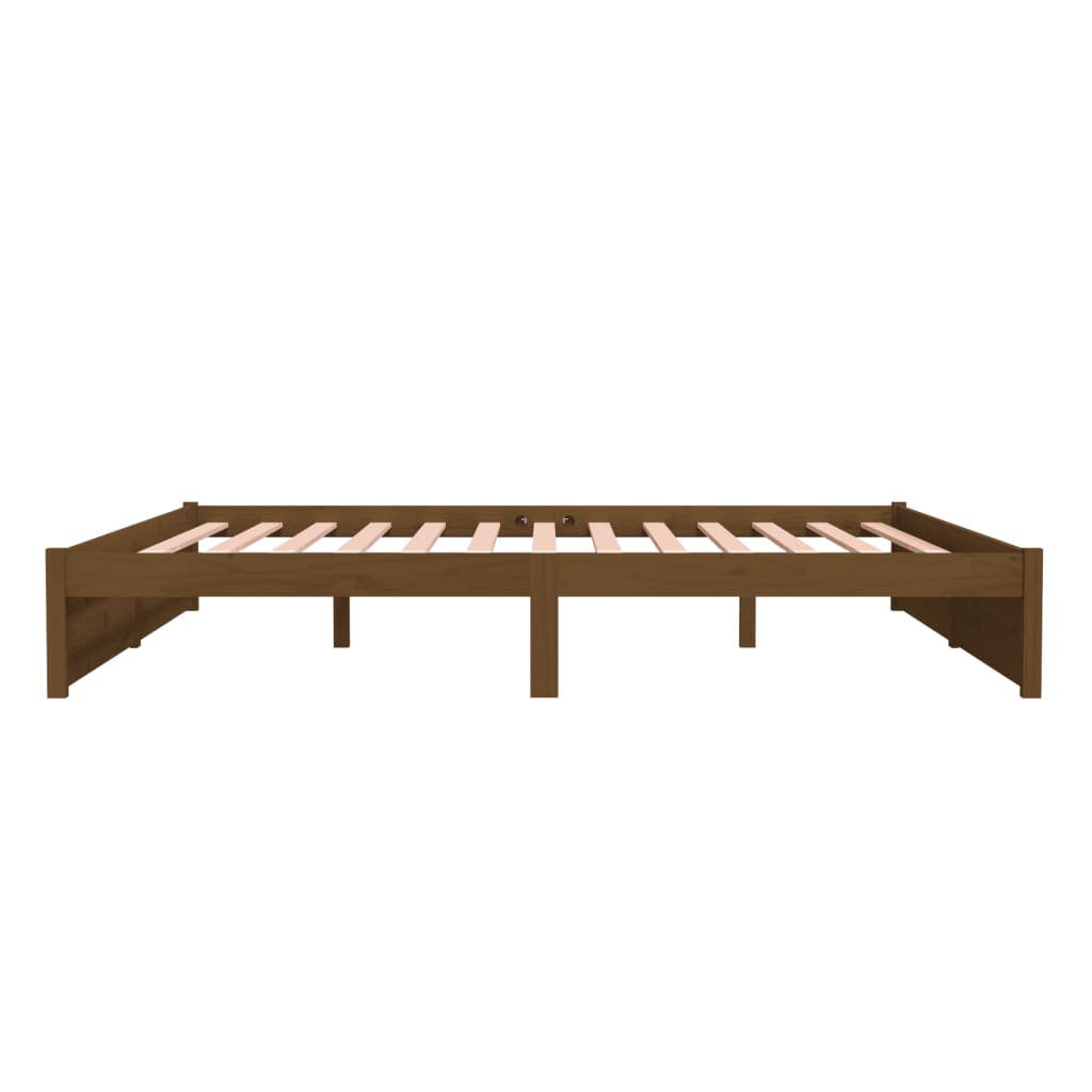 Cadre de lit sans matelas marron miel bois massif 200x200 cm - XIOS