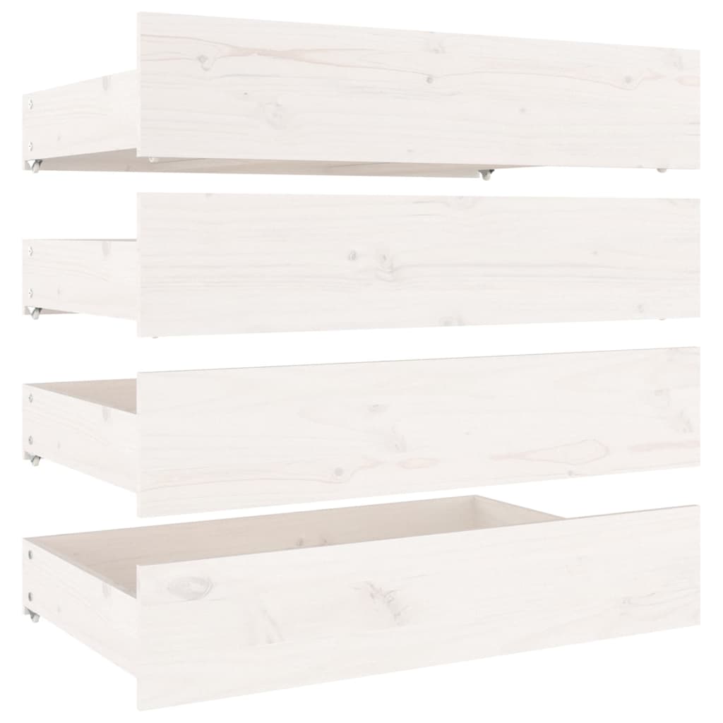 Tiroirs de lit 4 pcs Blanc Bois de pin massif - XIOS