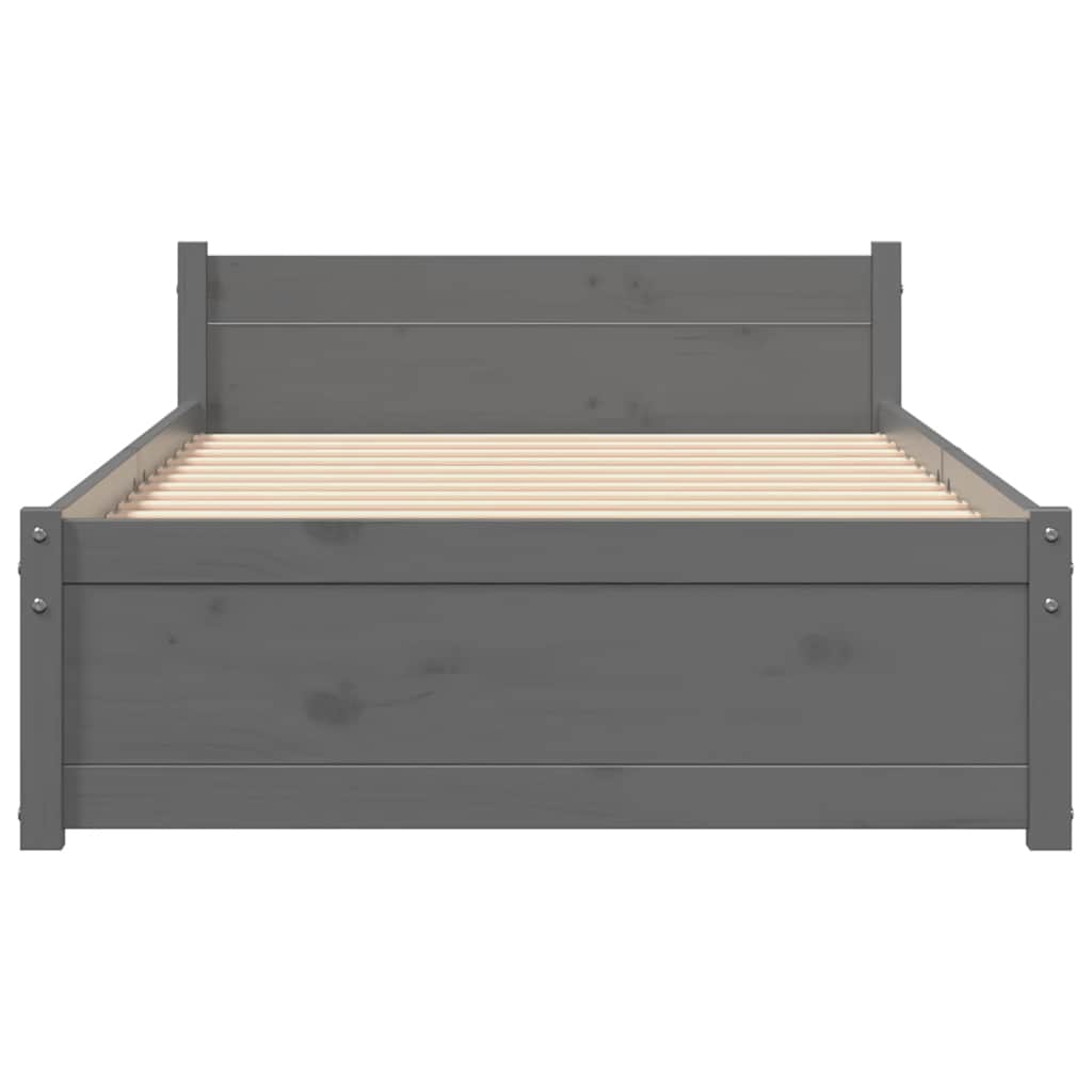 Cadre de lit sans matelas gris bois massif 75x190 cm - XIOS