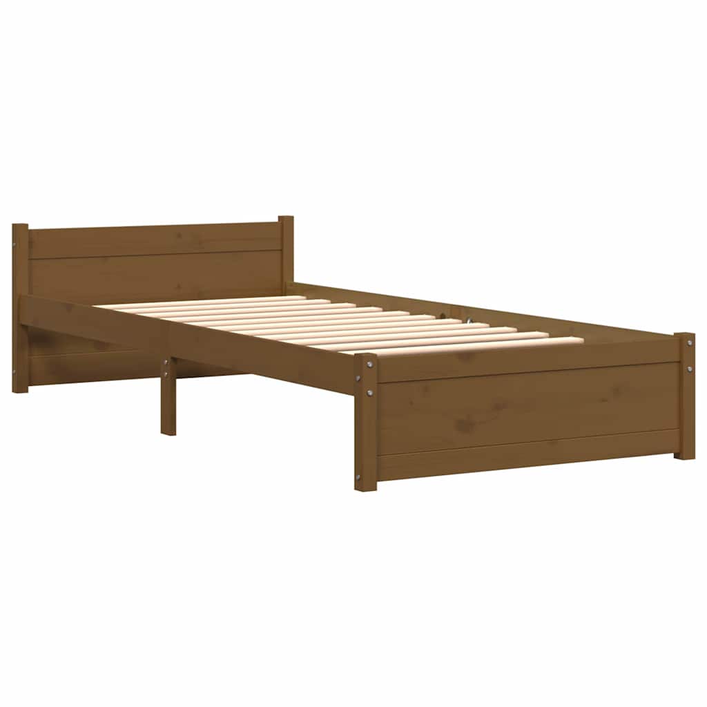 Cadre de lit sans matelas marron miel bois massif 75x190 cm - XIOS