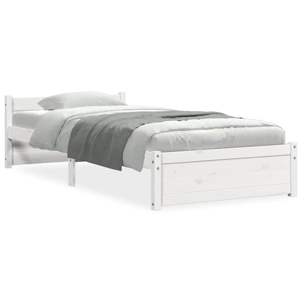 Cadre de lit sans matelas blanc bois massif 90x190 cm - XIOS