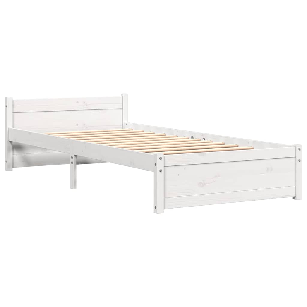 Cadre de lit sans matelas blanc bois massif 90x190 cm - XIOS