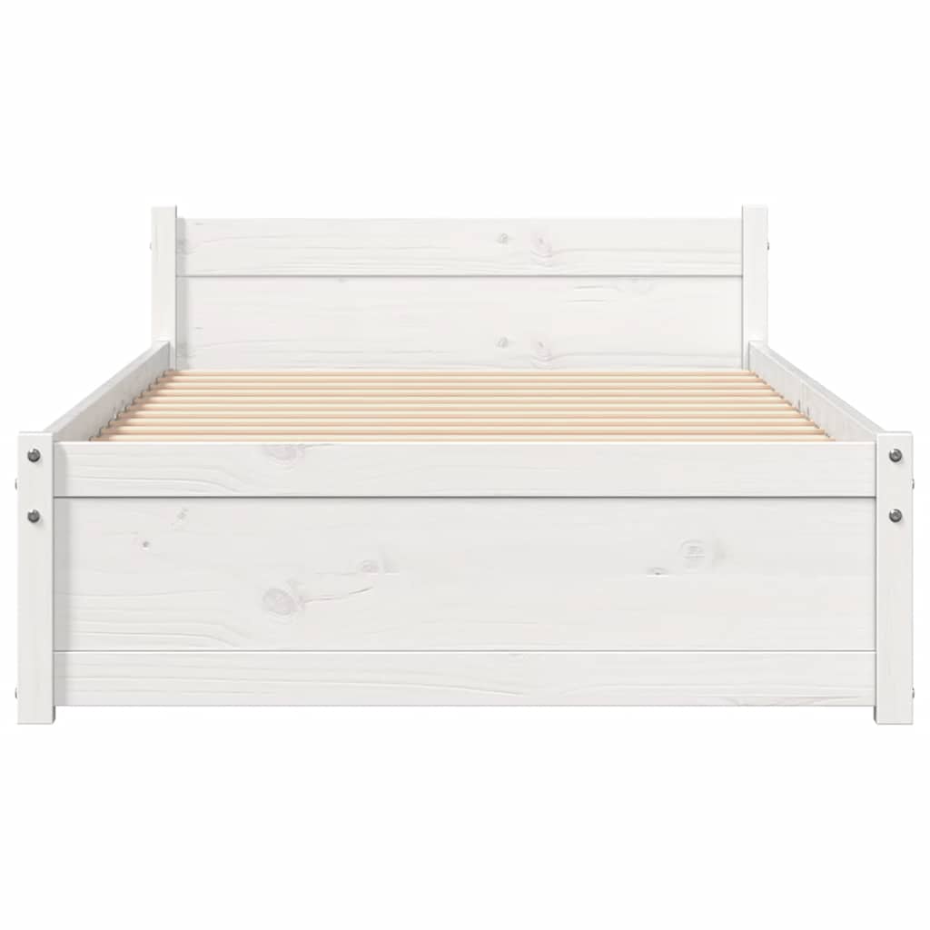 Cadre de lit sans matelas blanc bois massif 90x190 cm - XIOS