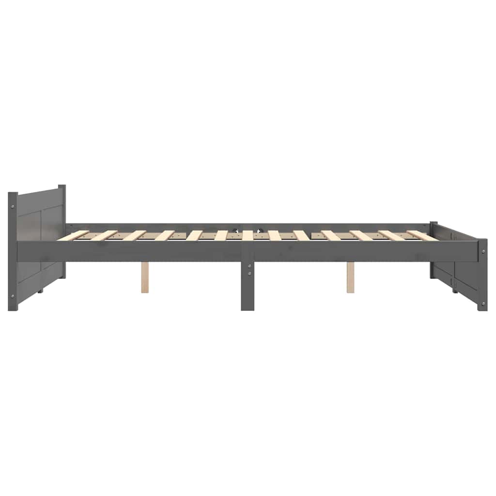 Cadre de lit sans matelas gris bois massif 135x190 cm - XIOS