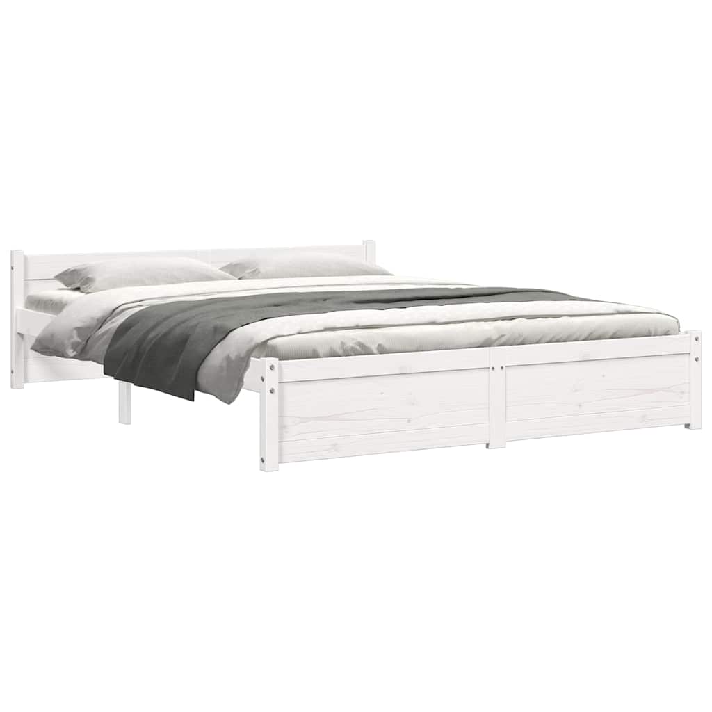 Cadre de lit sans matelas blanc bois massif 140x190 cm - XIOS