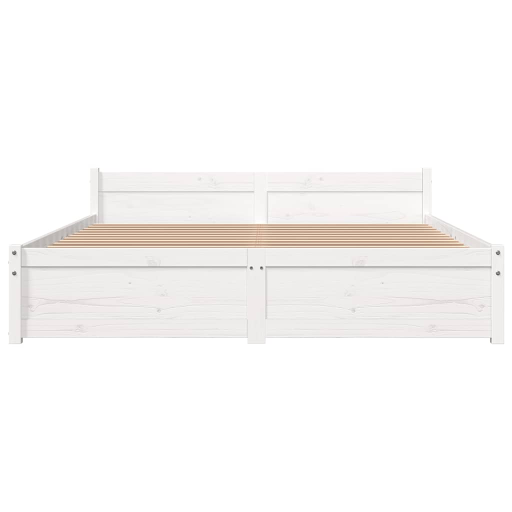 Cadre de lit sans matelas blanc bois massif 140x190 cm - XIOS