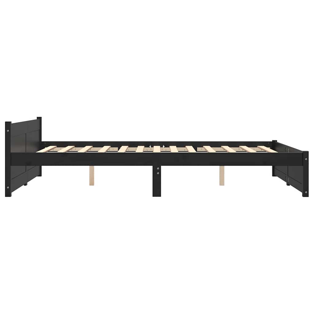 Cadre de lit sans matelas noir bois massif 140x190 cm - XIOS