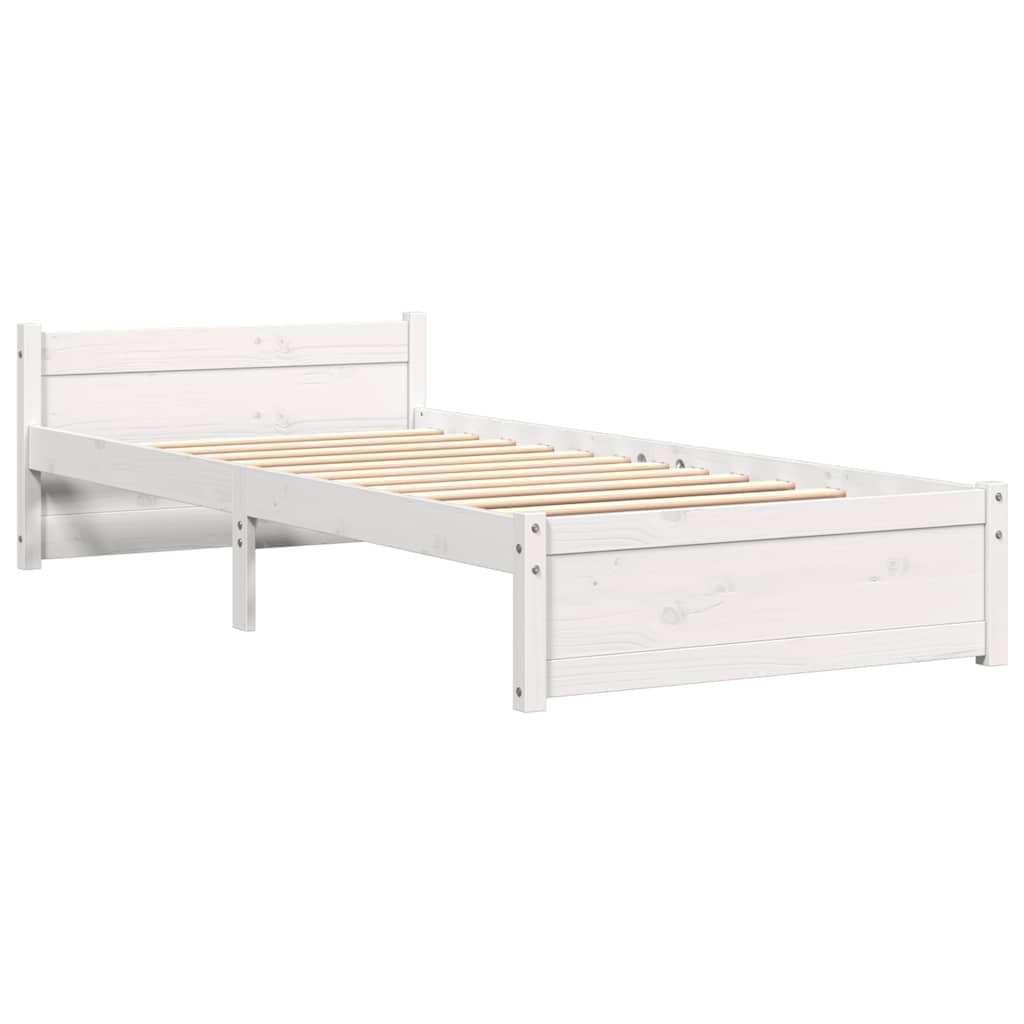 Cadre de lit sans matelas blanc bois massif 90x200 cm - XIOS