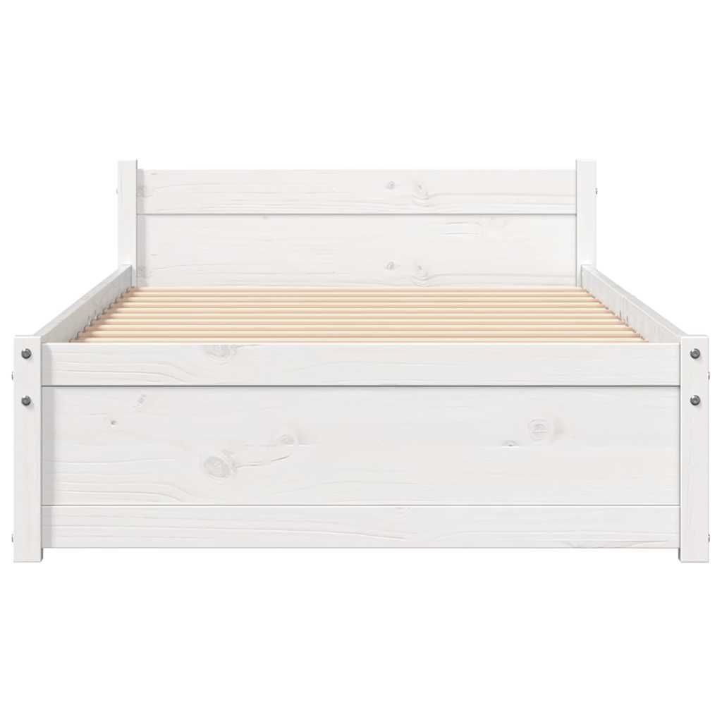 Cadre de lit sans matelas blanc bois massif 90x200 cm - XIOS