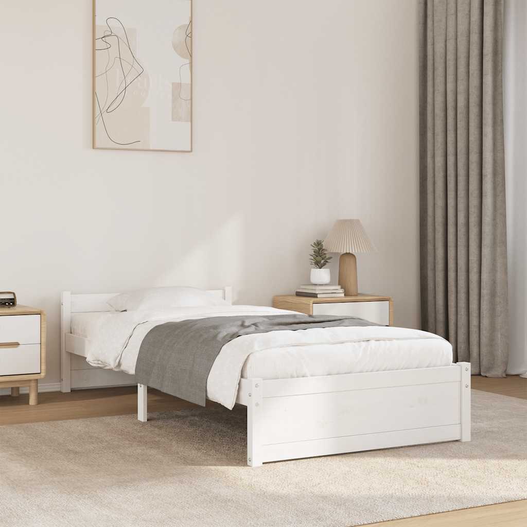 Cadre de lit sans matelas blanc bois massif 90x200 cm - XIOS