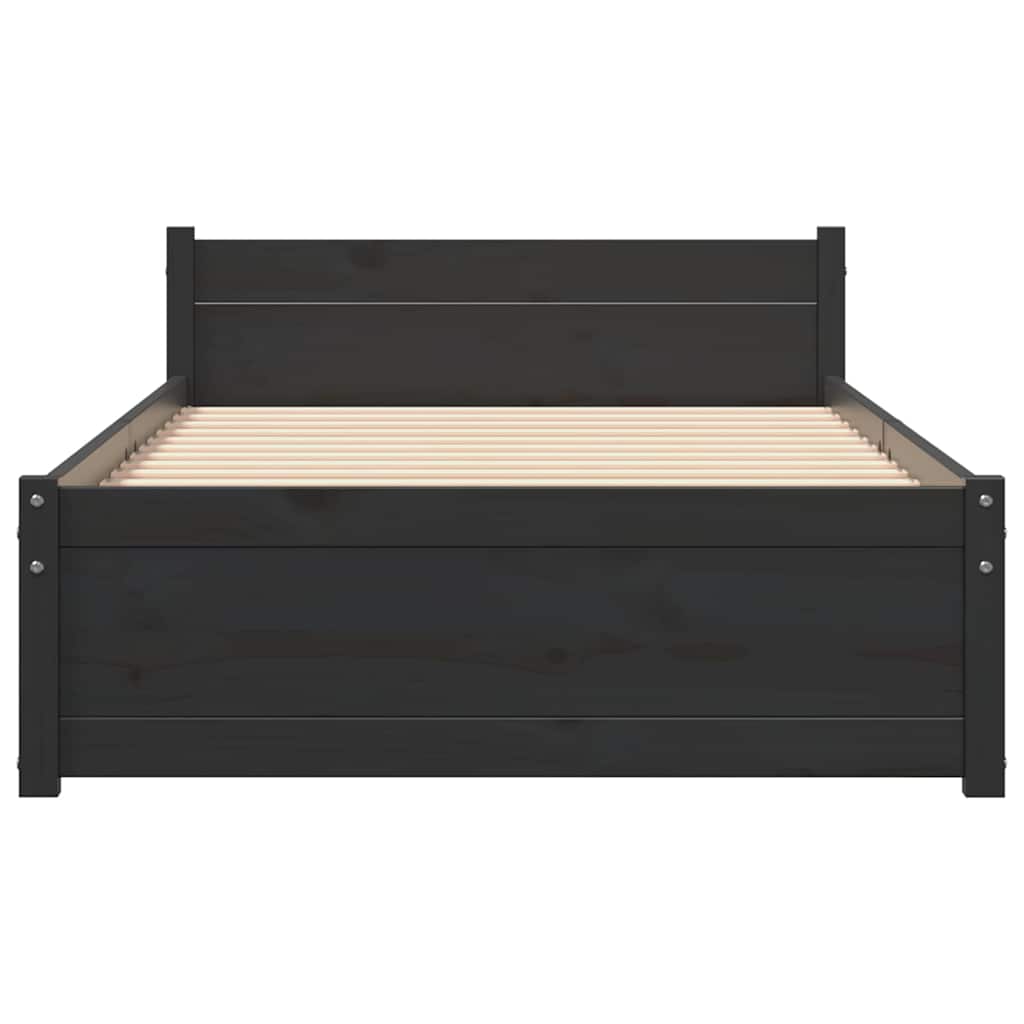 Cadre de lit sans matelas noir bois massif 90x200 cm - XIOS