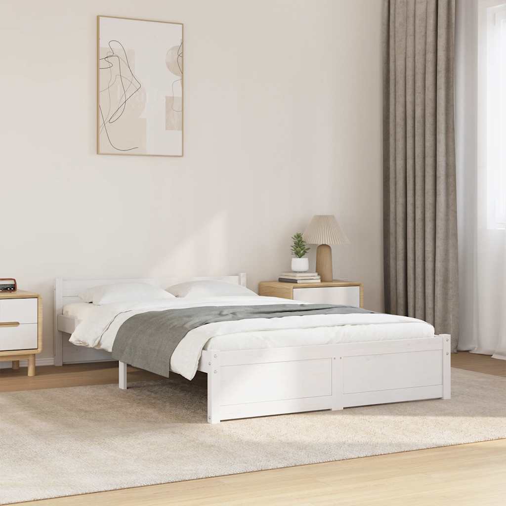 Cadre de lit sans matelas blanc bois massif 120x200 cm - XIOS