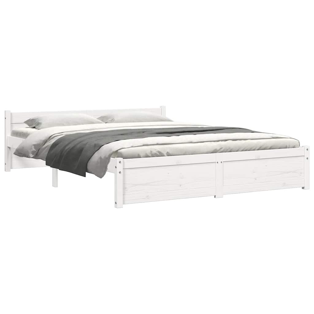 Cadre de lit sans matelas blanc bois massif 140x200 cm - XIOS
