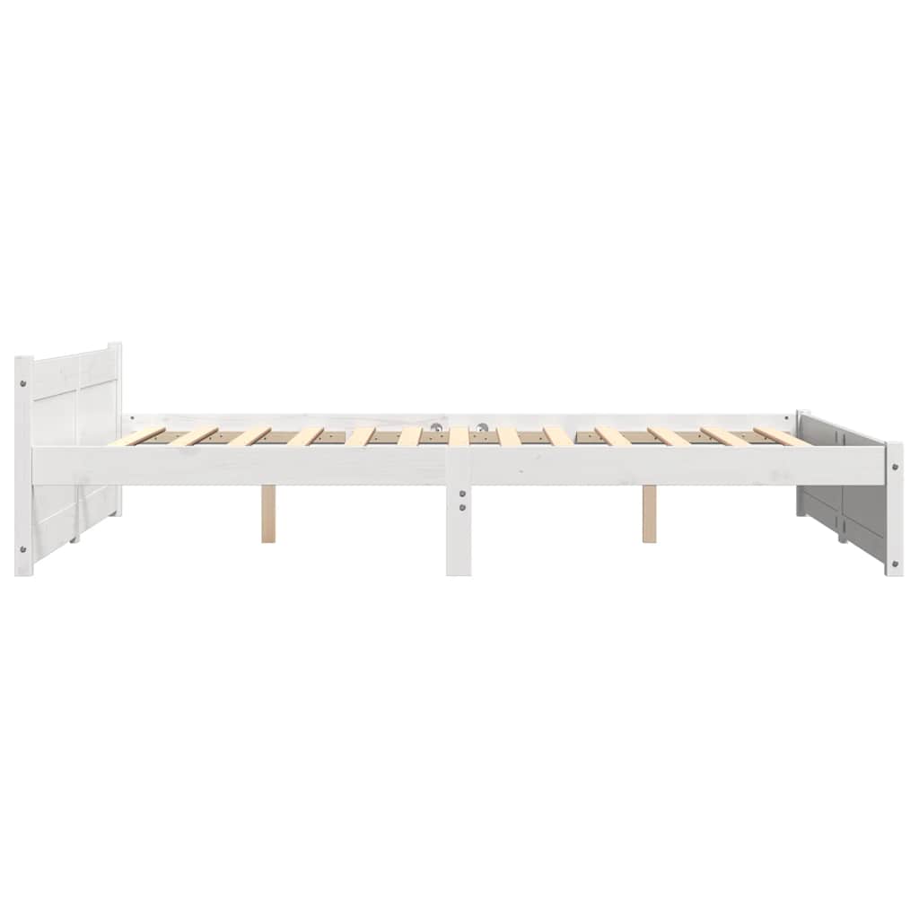 Cadre de lit sans matelas blanc bois massif 140x200 cm - XIOS