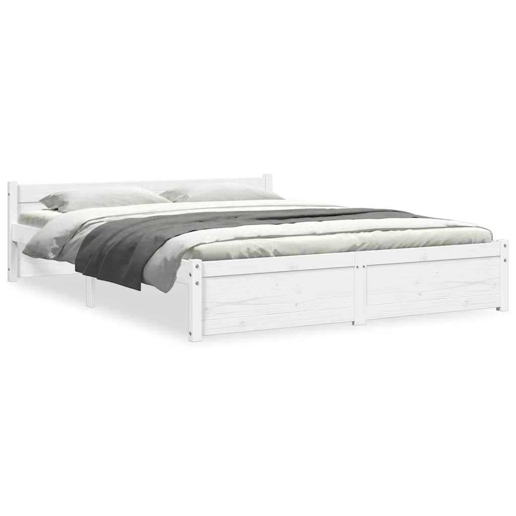 Cadre de lit sans matelas blanc bois massif 150x200 cm - XIOS