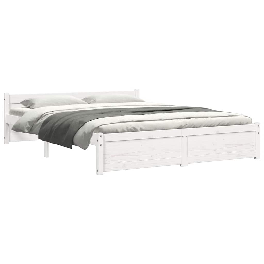 Cadre de lit sans matelas blanc bois massif 150x200 cm - XIOS