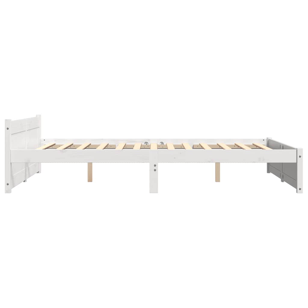 Cadre de lit sans matelas blanc bois massif 150x200 cm - XIOS