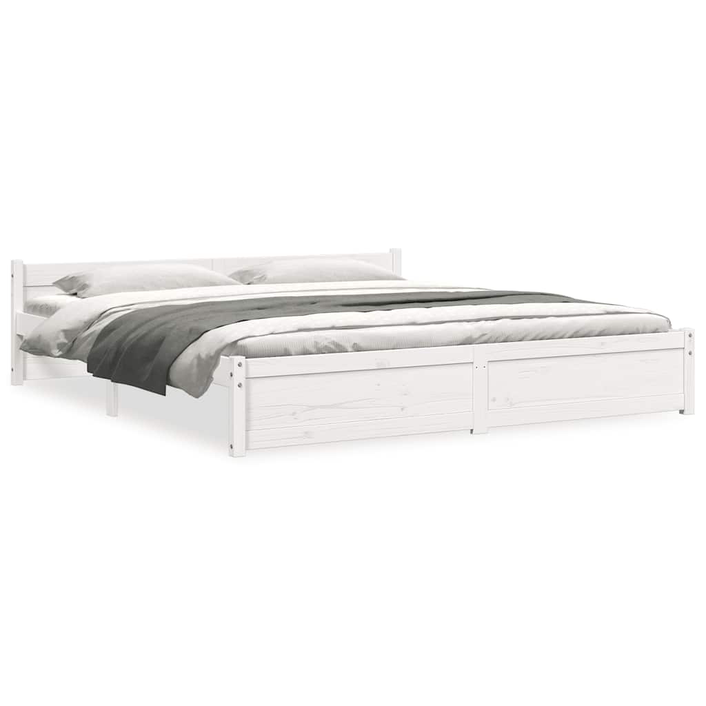 Cadre de lit sans matelas blanc bois massif 180x200 cm - XIOS