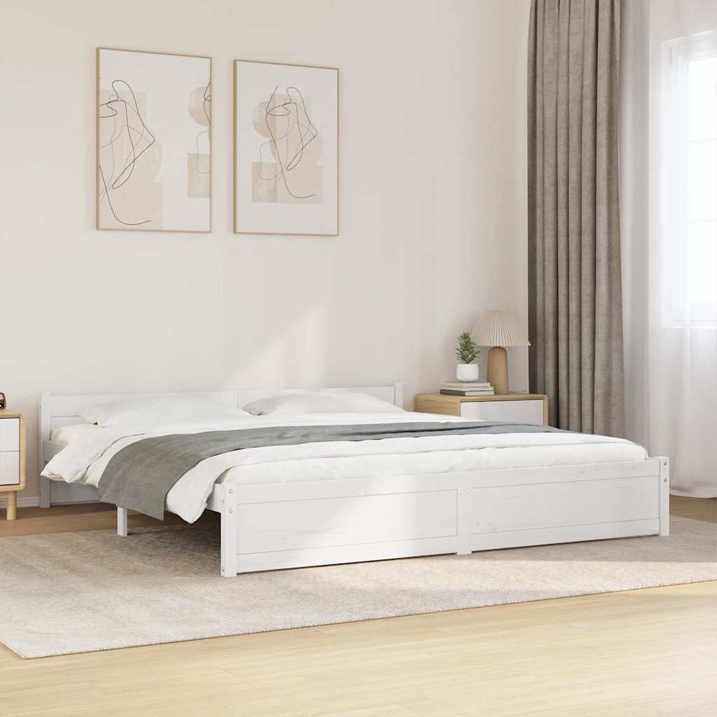 Cadre de lit sans matelas blanc bois massif 180x200 cm - XIOS