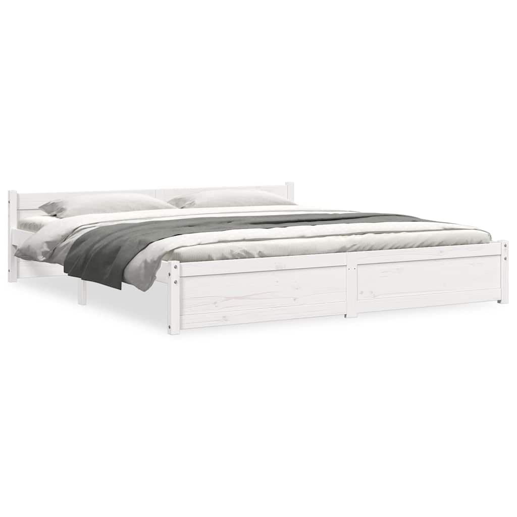 Cadre de lit sans matelas blanc bois massif 200x200 cm - XIOS
