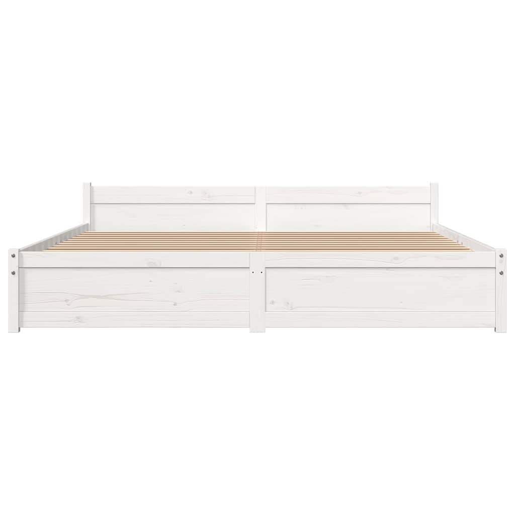 Cadre de lit sans matelas blanc bois massif 200x200 cm - XIOS