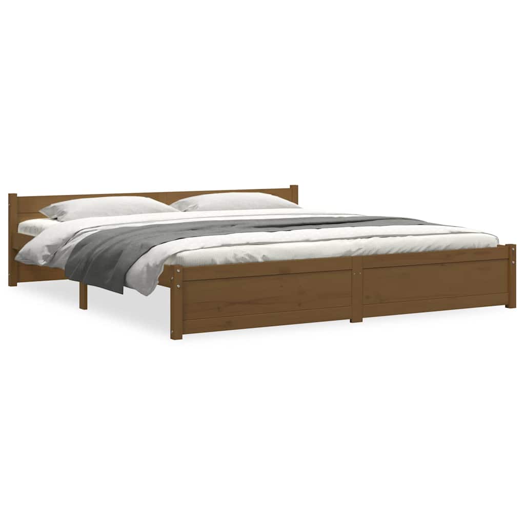 Cadre de lit sans matelas marron miel bois massif 200x200 cm - XIOS
