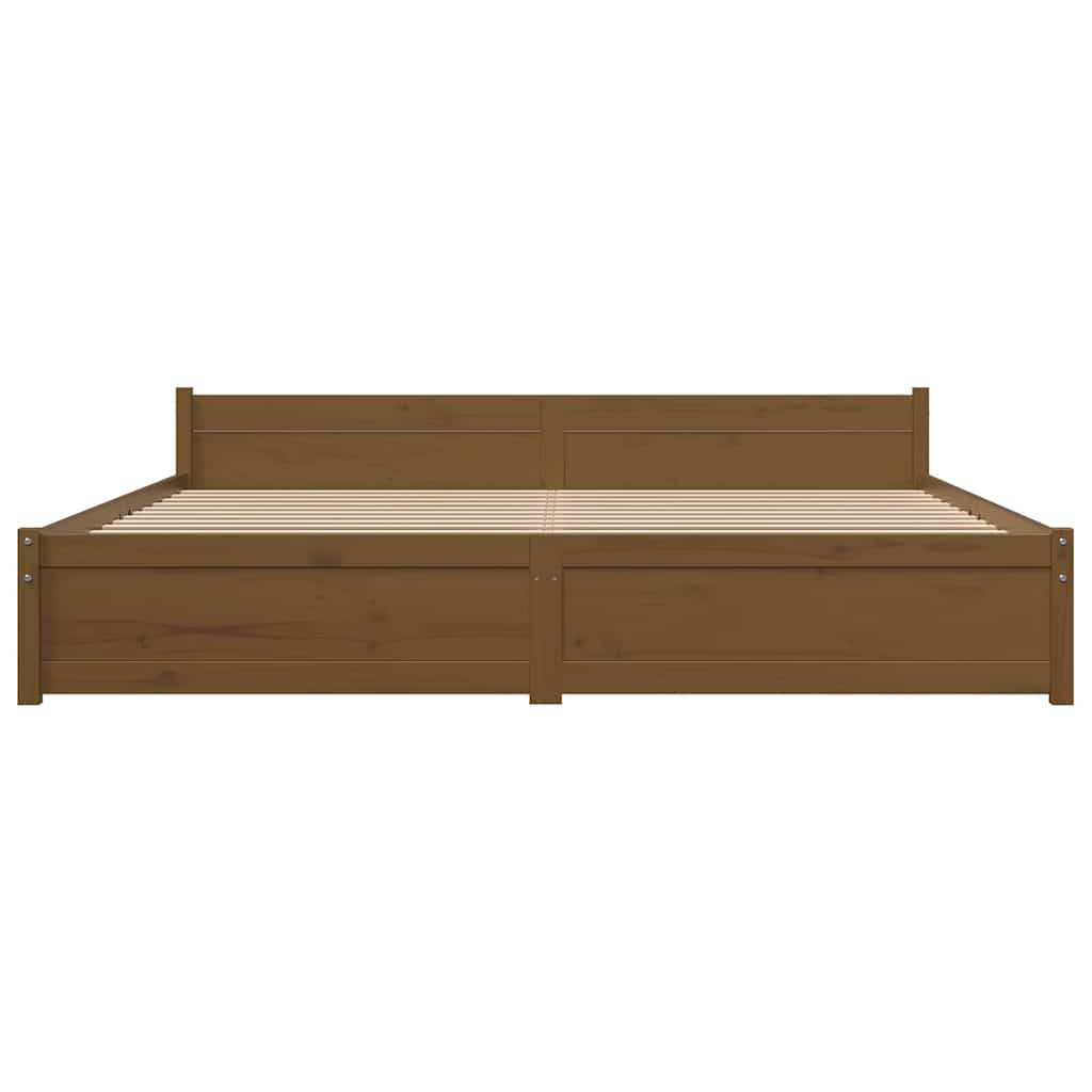 Cadre de lit sans matelas marron miel bois massif 200x200 cm - XIOS